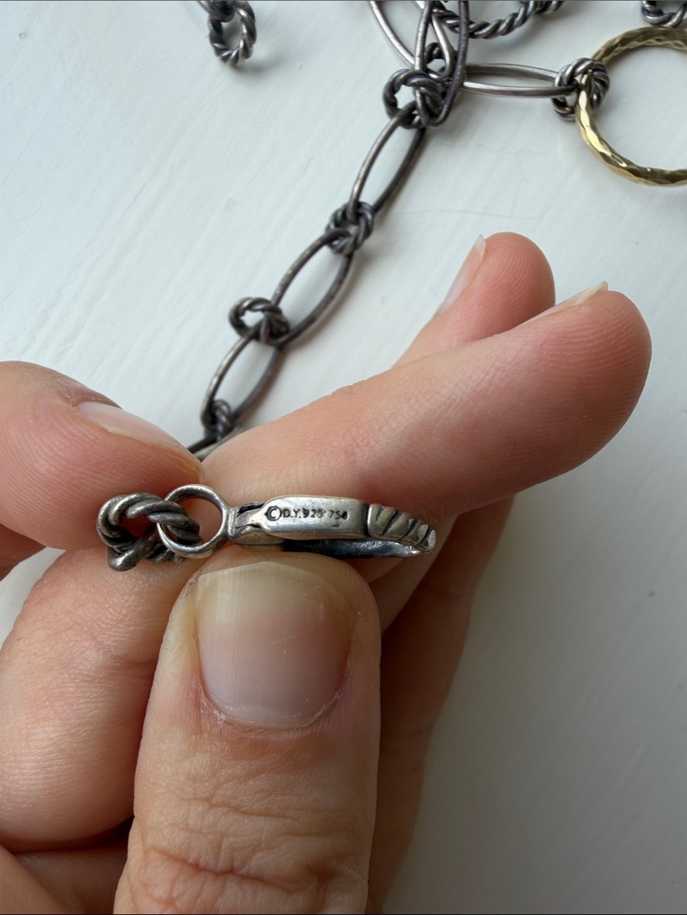 DAVID YURMAN Long cable oval Link Necklace with White Accents - Picture 6 of 6